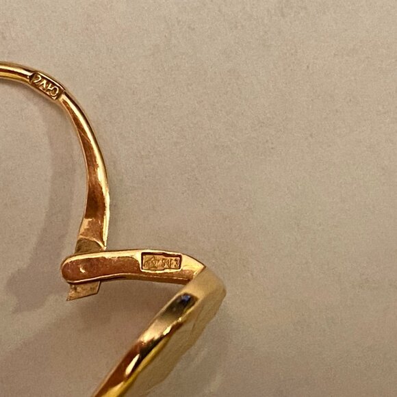 Vintage Russian USSR Solid 14K/*583 Rose Gold Dangle Earrings Diamond Cut EUC - Picture 4 of 4